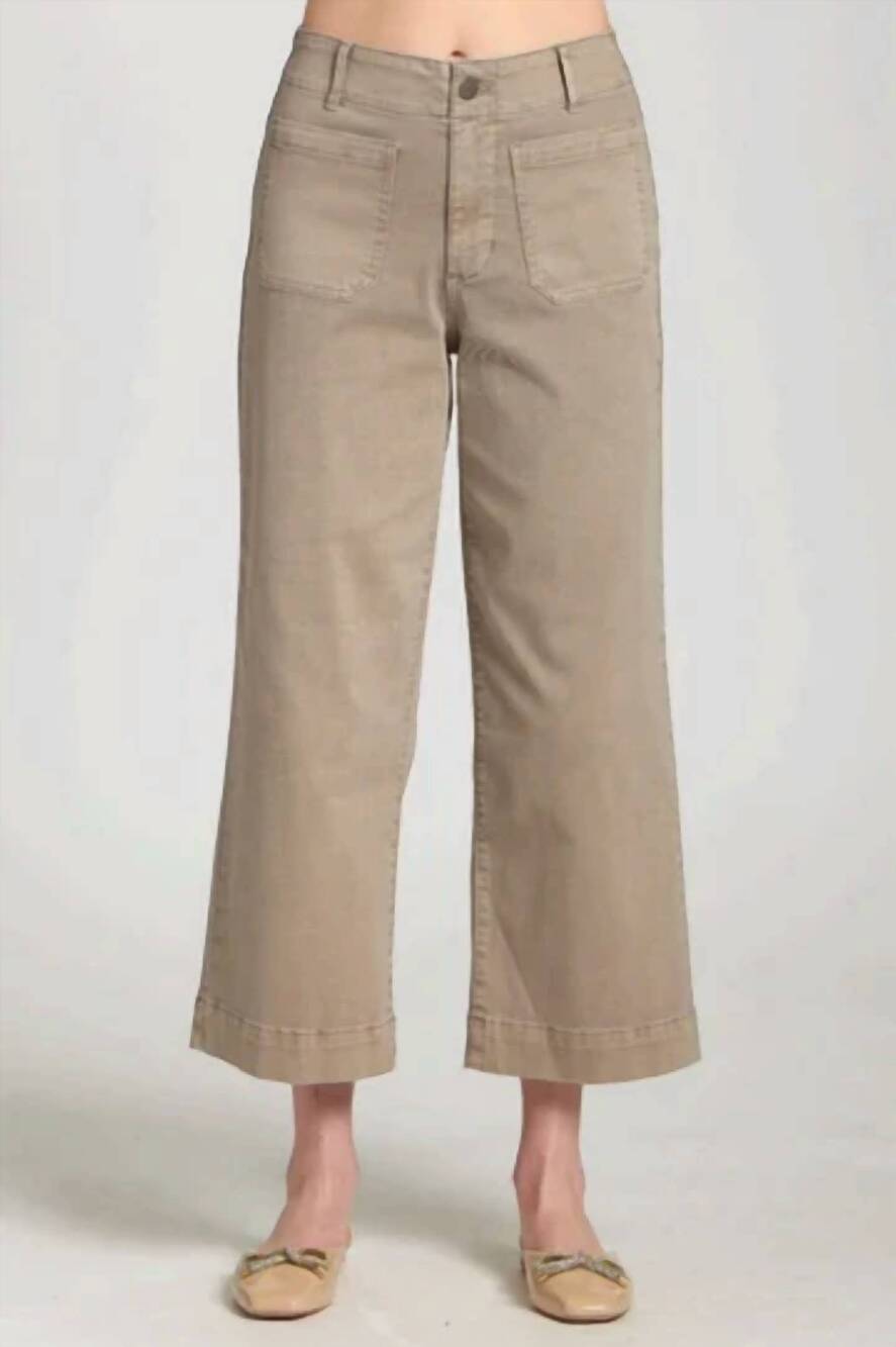 NEW APNY women's cropped wide leg pant pocket in mocha
